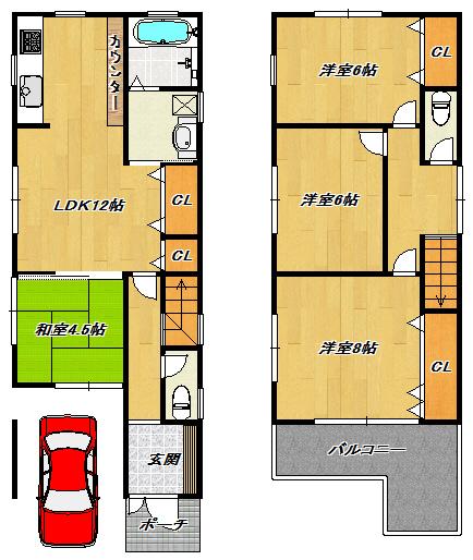 Floor plan. 28.8 million yen, 4LDK, Land area 79.49 sq m , Building area 89.91 sq m