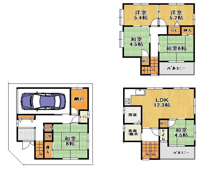 Floor plan. 28.5 million yen, 6LDK, Land area 59.35 sq m , The building area is 138.91 sq m large family OK. 6LDK + with closet It also attached other attic storage.