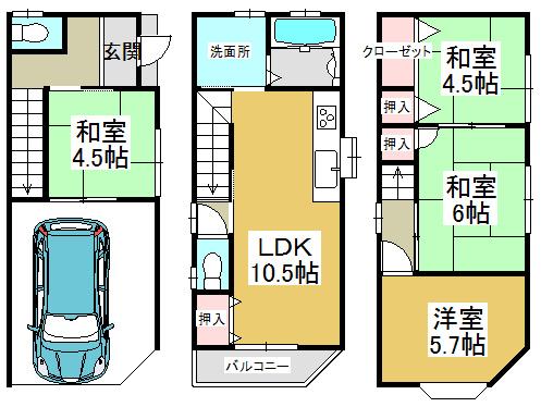 Floor plan. 19,800,000 yen, 4LDK, Land area 67.91 sq m , Building area 90.31 sq m super ・ A convenience store near, Residence of 4LDK