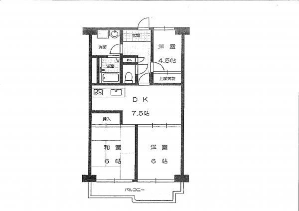 Floor plan. 3DK, Price 13.8 million yen, Occupied area 53.76 sq m , Balcony area 7.45 sq m