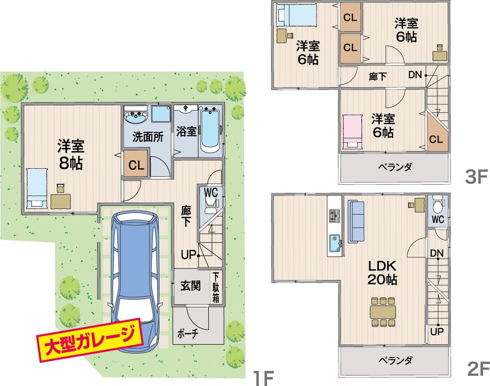 Floor plan. 33,800,000 yen, 4LDK, Land area 61.12 sq m , Please change to the free design their own easy-to-use plan with the building area 110 sq m free plan.