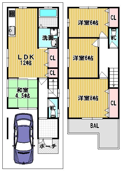 Floor plan. 28.8 million yen, 4LDK, Land area 79.49 sq m , Building area 89.91 sq m