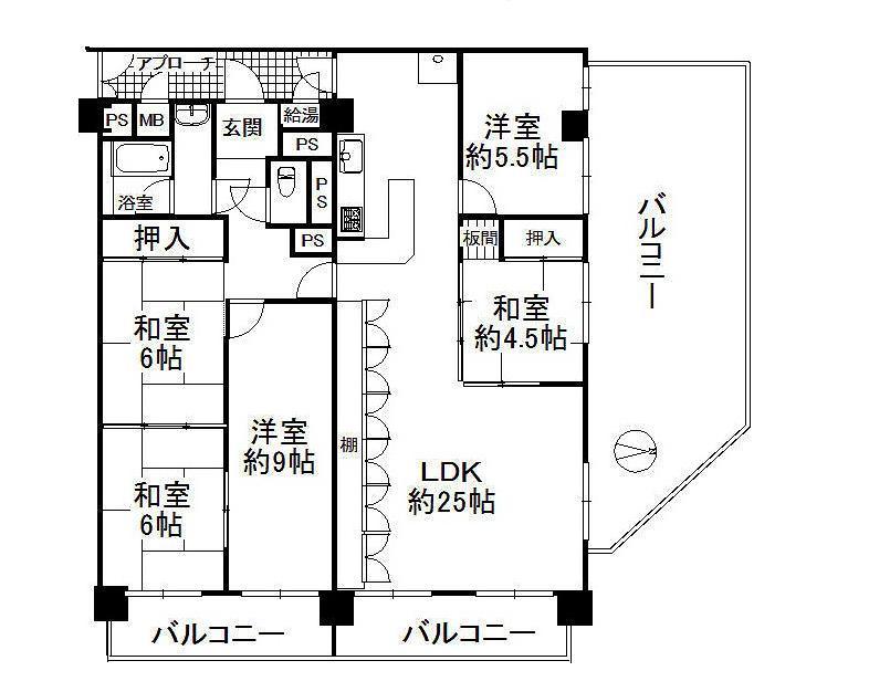 Floor plan. 5LDK, Price 17.8 million yen, Footprint 116.16 sq m , Balcony area 43.96 sq m square room! 5LDK!