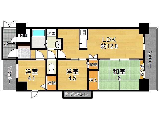 Floor plan. 3LDK, Price 16.5 million yen, Footprint 58.3 sq m , Balcony area 10.15 sq m