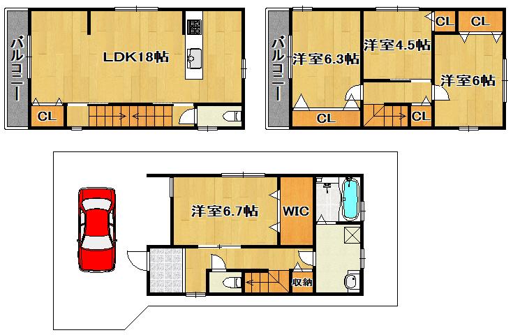 Floor plan. 27,800,000 yen, 4LDK, Land area 84.33 sq m , Building area 109.58 sq m