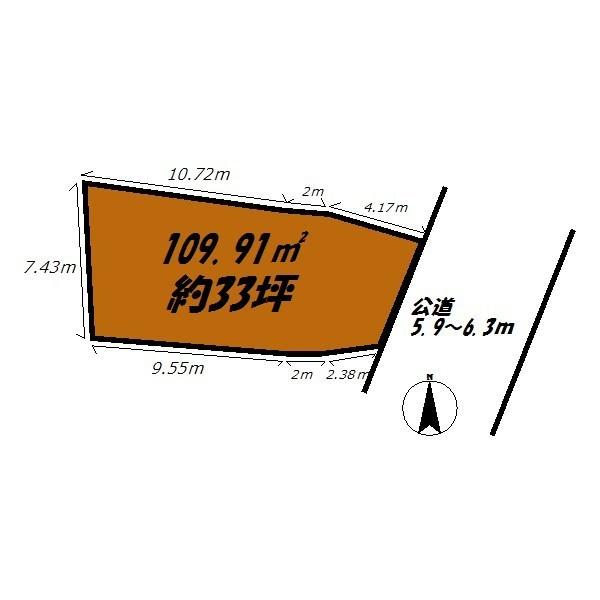 Compartment figure. Land price 16.8 million yen, Spread the land area 109.91 sq m 33 pyeong. 