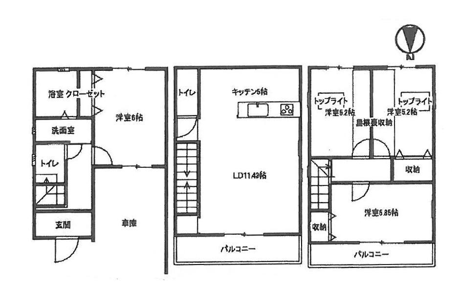 Floor plan. 21.5 million yen, 4LDK, Land area 57.16 sq m , Building area 99.66 sq m