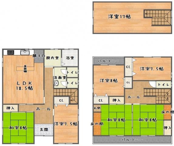 Floor plan. 26,800,000 yen, 7LDK, Land area 108.08 sq m , Building area 197.1 sq m