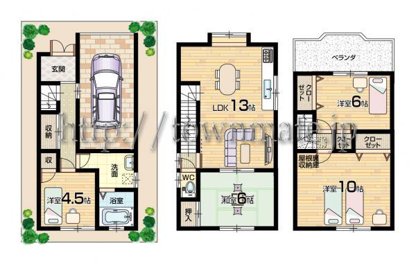 Floor plan. 19,800,000 yen, 4LDK, Land area 40.04 sq m , Building area 83.79 sq m Floor