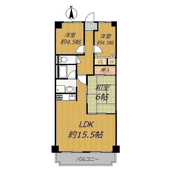 Floor plan. 3LDK, Price 13.8 million yen, Footprint 67.2 sq m , Balcony area 9.48 sq m