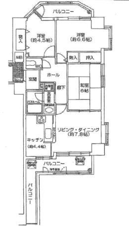 Floor plan. 3LDK, Price 18.5 million yen, Occupied area 66.49 sq m , Is a floor plan of the balcony area 14.8 sq m 3LDK