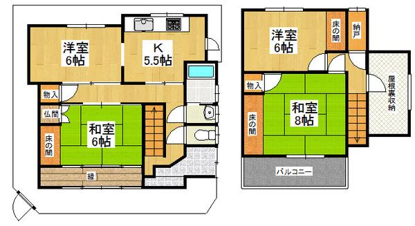Floor plan. 32,800,000 yen, 4LDK+S, Land area 109.65 sq m , Building area 109.45 sq m attic with storage, Residence of 4LDK
