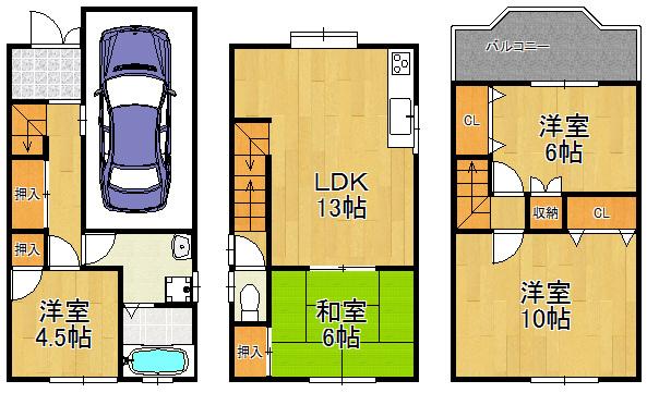 Floor plan. 19,800,000 yen, 4LDK, Land area 40.04 sq m , Spacious living space in the building area 83.79 sq m total living room with storage space
