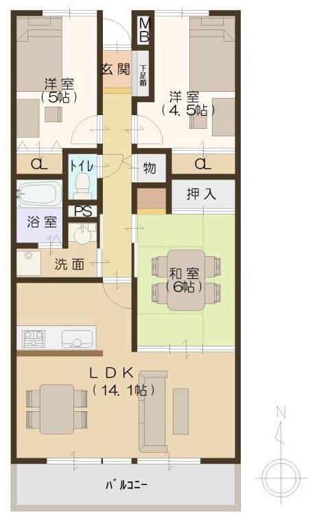 Floor plan. 3LDK, Price 17,980,000 yen, Occupied area 67.53 sq m , Balcony area 10.85 sq m floor plan