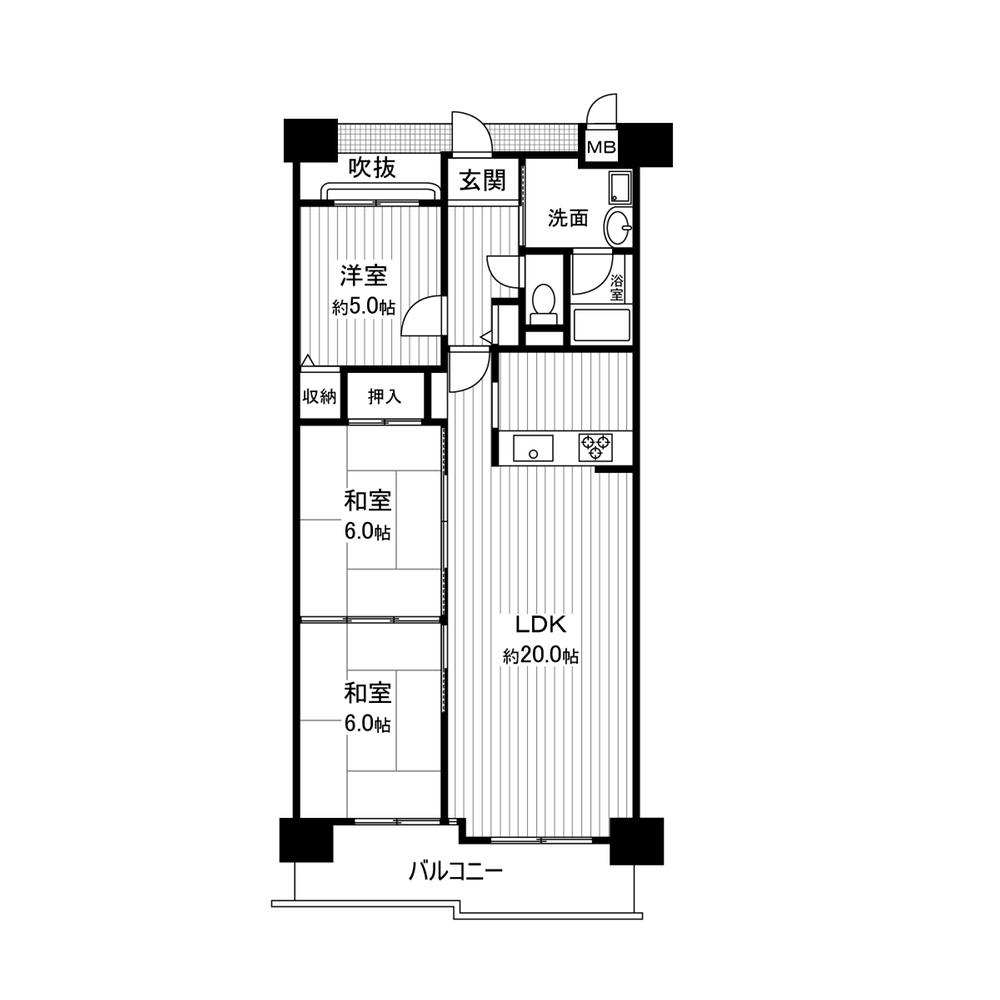 Floor plan. 3LDK, Price 15.9 million yen, Occupied area 73.87 sq m , Balcony area 9.69 sq m
