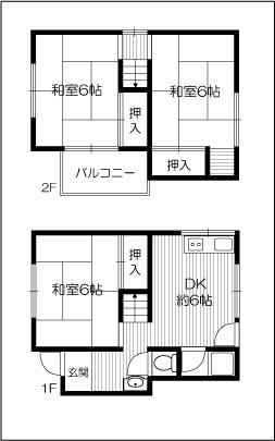 Floor plan. 7.5 million yen, 3DK, Land area 46.13 sq m , Building area 54.64 sq m