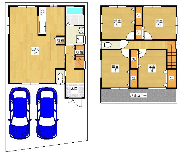 Building plan example (floor plan). Building plan example Building price 19 million yen, Building area 107.13 sq m