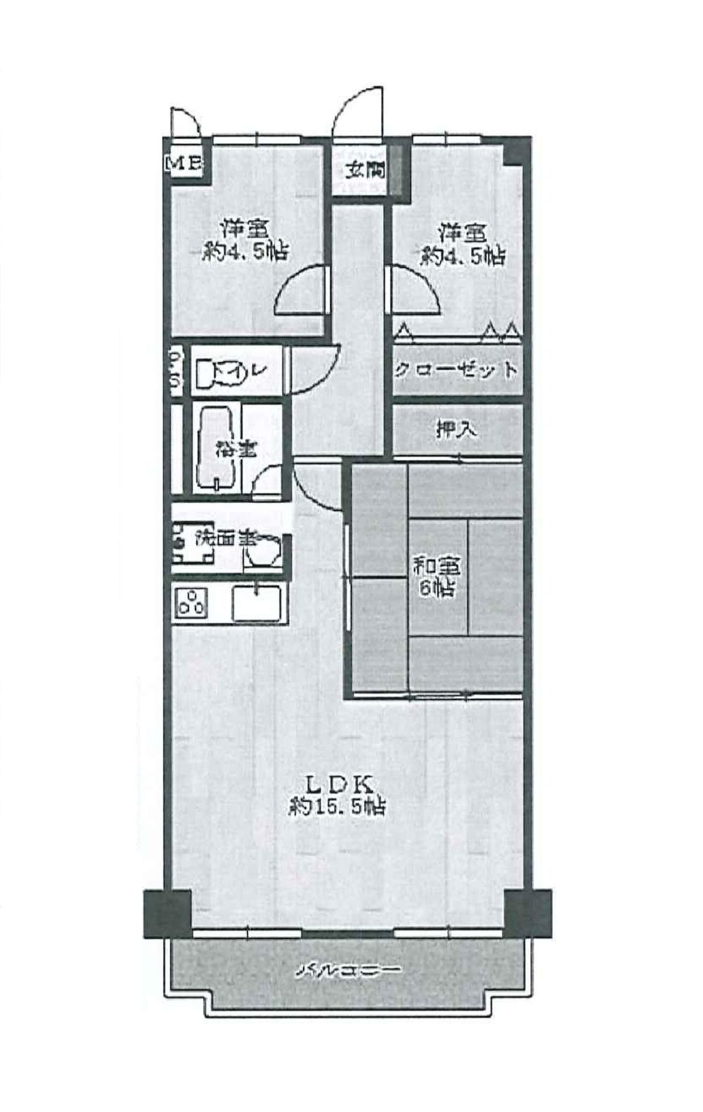 Floor plan. 3LDK, Price 13.8 million yen, Footprint 67.2 sq m , Balcony area 9.48 sq m