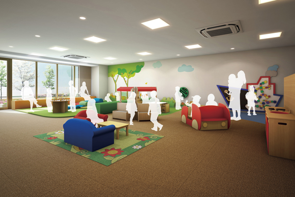Shared facilities.  [Kids Room] Other toys Bonerundo to nurture a rich sensibility of children were coordinated is equipped et al., Picture book corner and pretend play corner, Colorful play space such as a baby corner intended for young children is provided (Rendering)