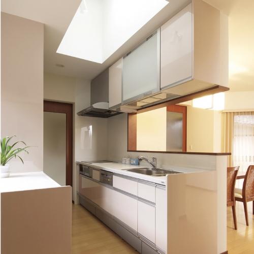 Kitchen. kitchen Example of construction Face-to-face counter kitchen while cooking look a state of living