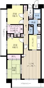 Floor plan. 3LDK, Price 22,900,000 yen, Occupied area 85.74 sq m , Balcony area 17.45 sq m