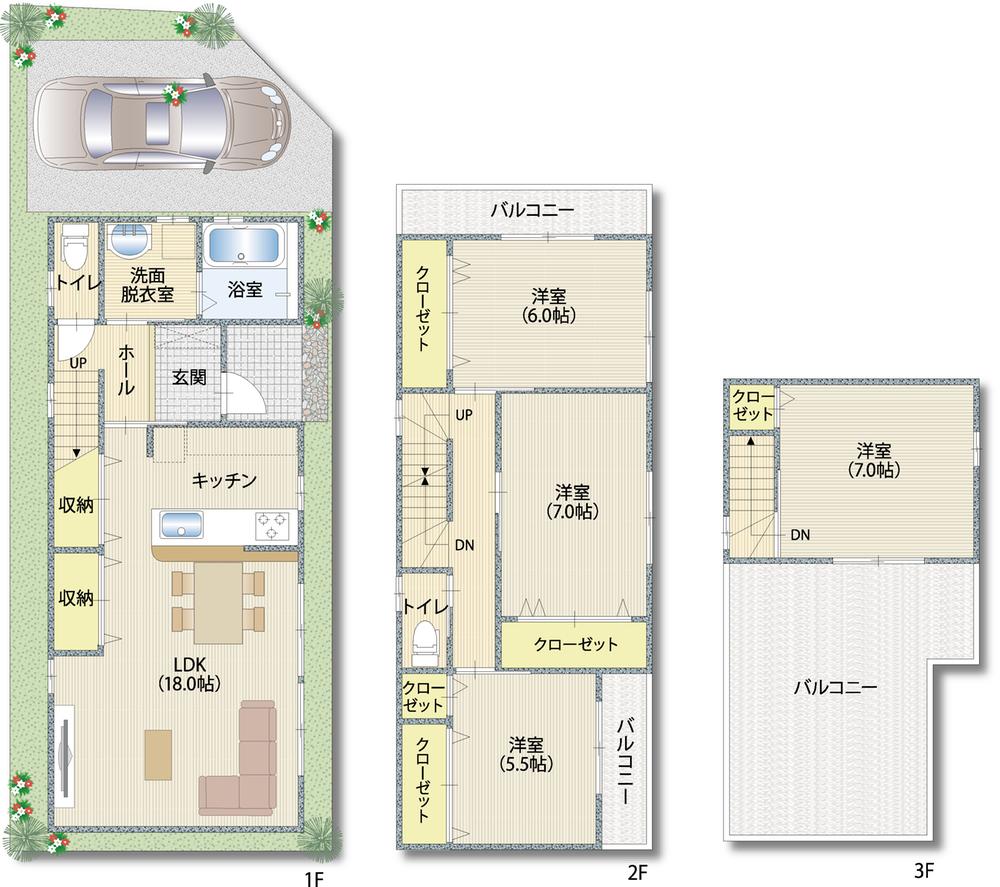 Building plan example (floor plan). To Asahi Kasei Beru "Power Board" the adoption of [Plus 1] It is clear, Bring another appeal to the living (street image)