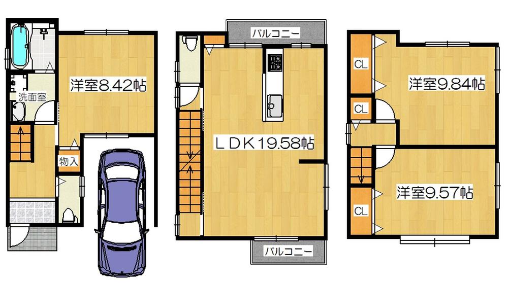 Floor plan. (No. 6 locations), Price 24,200,000 yen, 3LDK, Land area 65.1 sq m , Building area 122.49 sq m