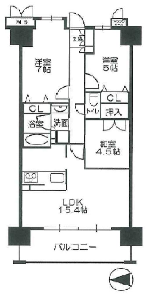 Floor plan. 3LDK, Price 26,800,000 yen, Occupied area 70.06 sq m , Balcony area 11.97 sq m 3LDK