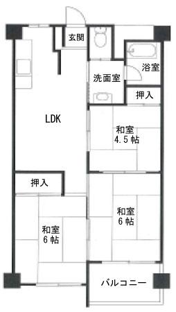 Floor plan. 3LDK, Price 7.3 million yen, Occupied area 56.08 sq m , Balcony area 4.4 sq m