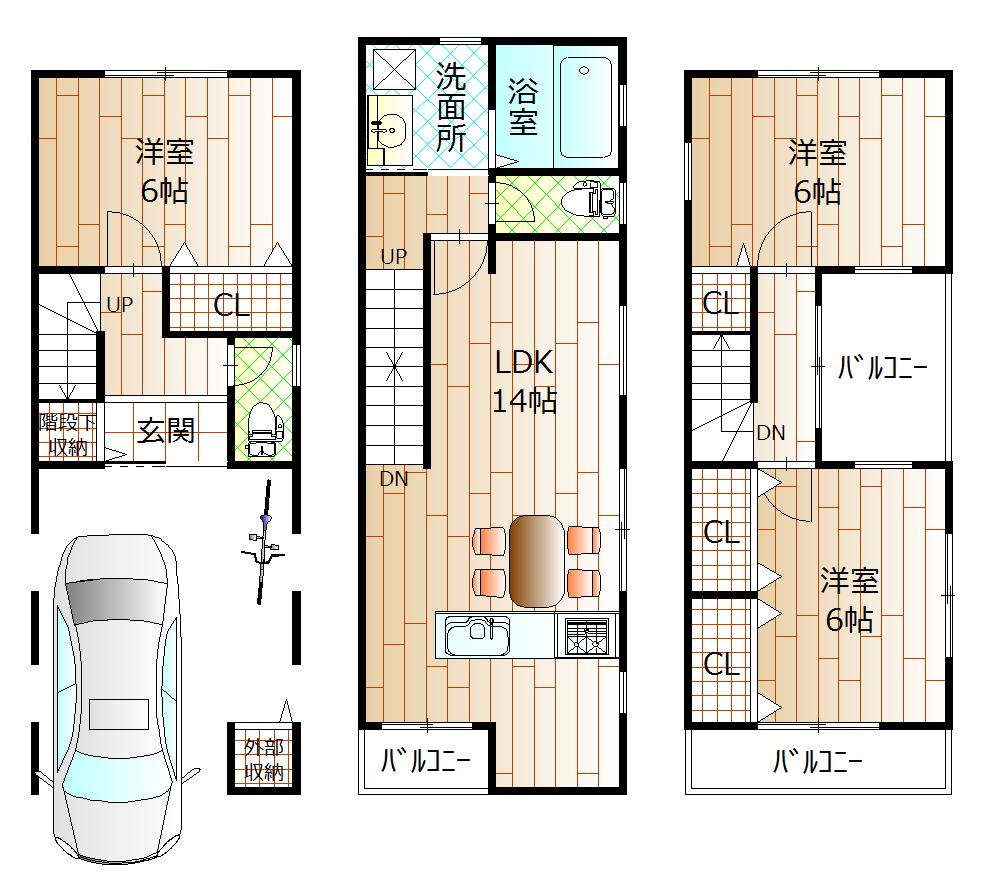 Floor plan. 24,800,000 yen, 3LDK, Land area 51.84 sq m , Building area 84.42 sq m
