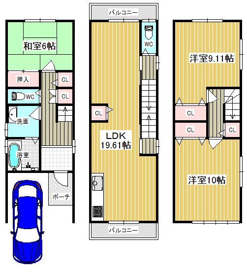 Floor plan. 28 million yen, 4LDK, Land area 60.21 sq m , Building area 118.83 sq m
