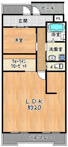 Floor plan. 1LDK, Price 13,900,000 yen, Footprint 62.7 sq m , Balcony area 9.15 sq m
