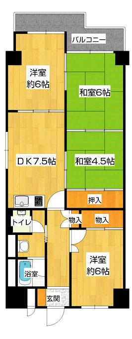 Floor plan. 4DK, Price 17.8 million yen, Occupied area 67.91 sq m , Balcony area 7.47 sq m