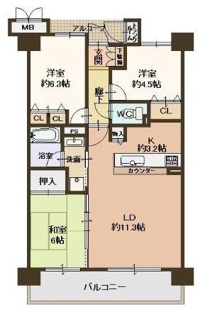 Floor plan. 3LDK, Price 19,800,000 yen, Footprint 66.6 sq m , Turnkey OK on the balcony area 12.16 sq m indoor Lee form already! Soku will guide!