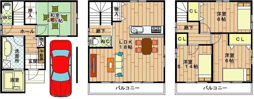 Floor plan. (F No. land), Price 24,800,000 yen, 4LDK, Land area 56.9 sq m , Building area 110.76 sq m