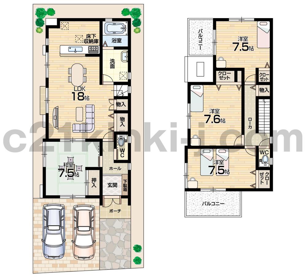 Floor plan. (No. 1 point), Price 42,800,000 yen, 4LDK, Land area 108.84 sq m , Building area 109.41 sq m