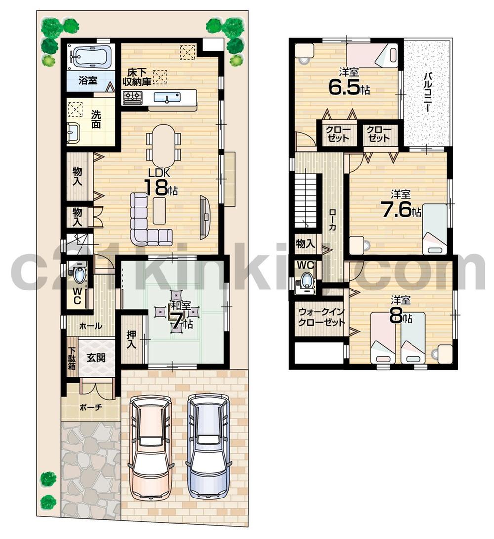 Floor plan. (No. 2 locations), Price 44,300,000 yen, 4LDK+S, Land area 107.08 sq m , Building area 109.5 sq m