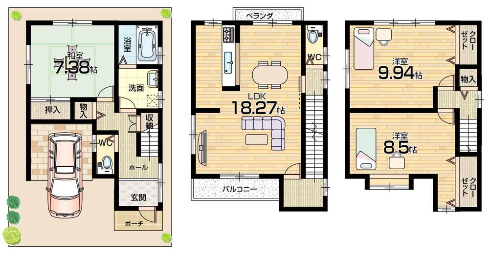 Floor plan. 23.8 million yen, 3LDK, Land area 65.01 sq m , Building area 112.32 sq m floor plan 3LDK! All rooms 7 quires more!