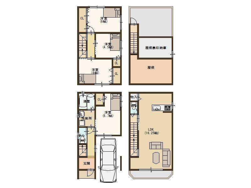 Floor plan. 27,800,000 yen, 4LDK, Land area 44.82 sq m , Building area 89.63 sq m
