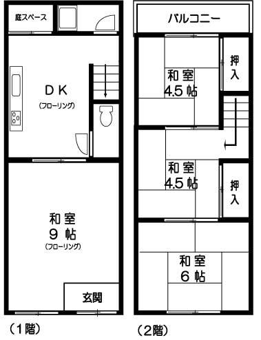 Floor plan. 6.8 million yen, 4DK, Land area 34.91 sq m , Building area 53.5 sq m