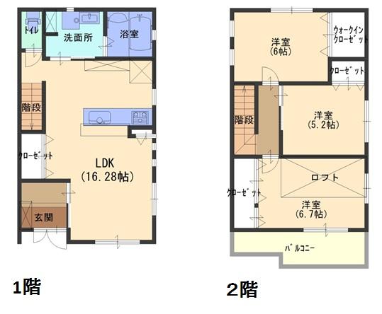 Floor plan. 28.8 million yen, 3LDK, Land area 63.22 sq m , Building area 81.6 sq m 2 storey 3LDK