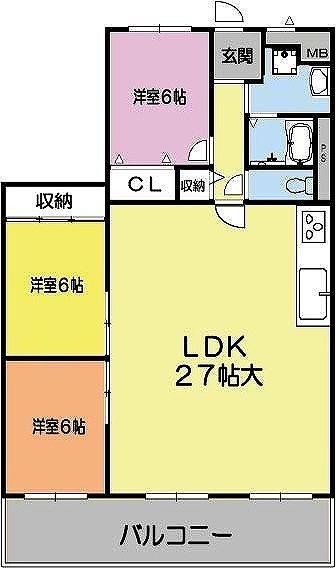 Floor plan. 3LDK, Price 23.8 million yen, Occupied area 92.41 sq m , Balcony area 9.96 sq m