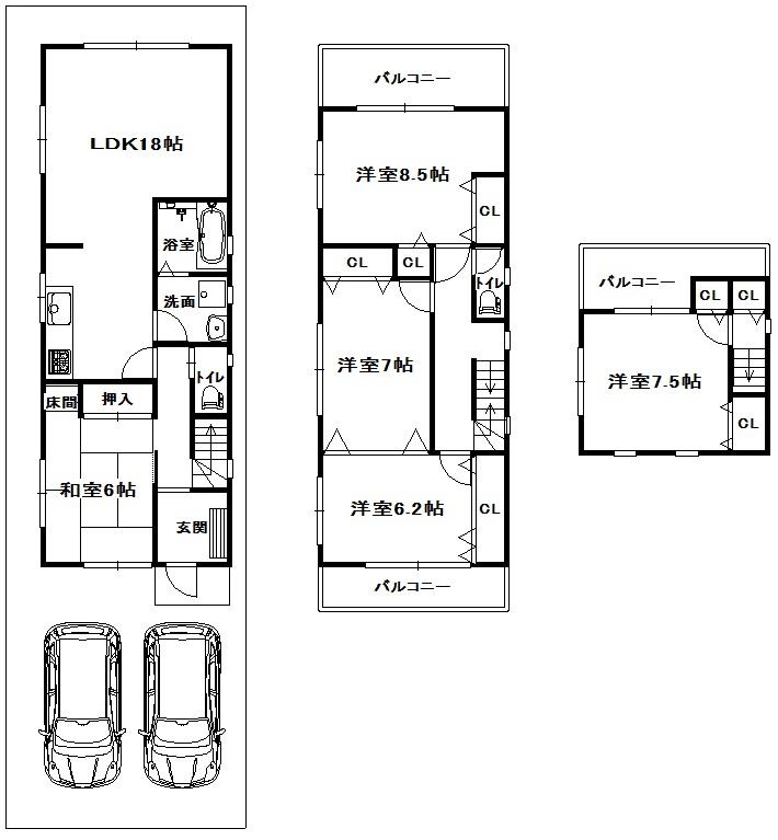 Floor plan. 40,800,000 yen, 5LDK, Land area 149.43 sq m , Building area 122.05 sq m