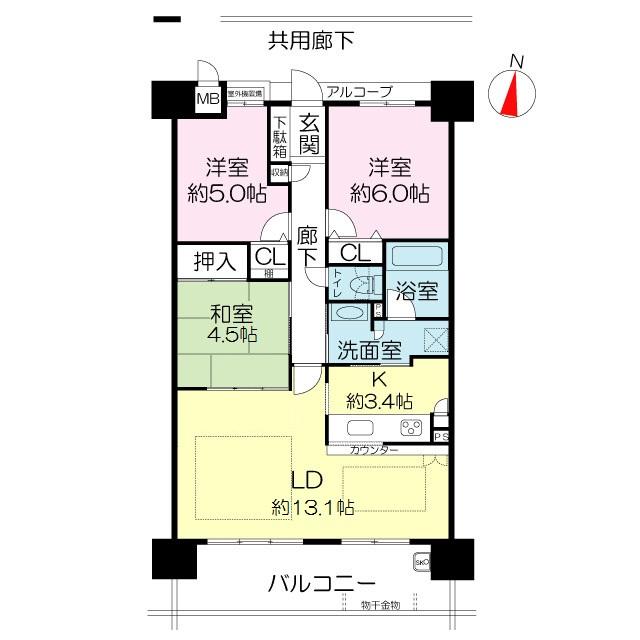 Floor plan. 3LDK, Price 24,800,000 yen, Occupied area 70.13 sq m , Balcony area 11.97 sq m
