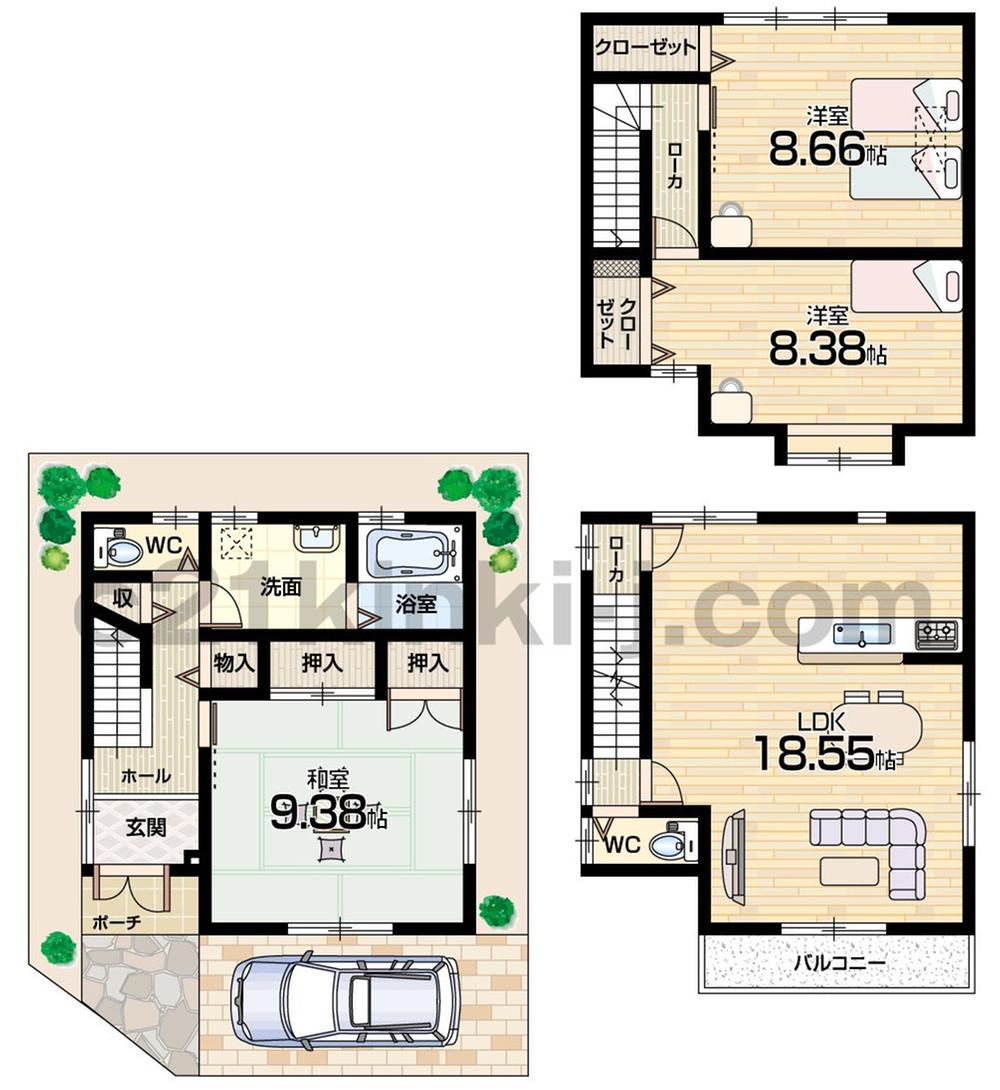 Floor plan. (No. 1 point), Price 24 million yen, 3LDK, Land area 65.01 sq m , Building area 108 sq m