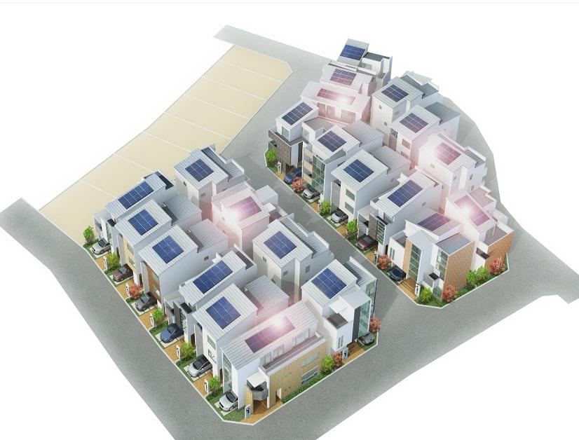 Rendering (appearance). Installed in all of the dwelling unit is solar power