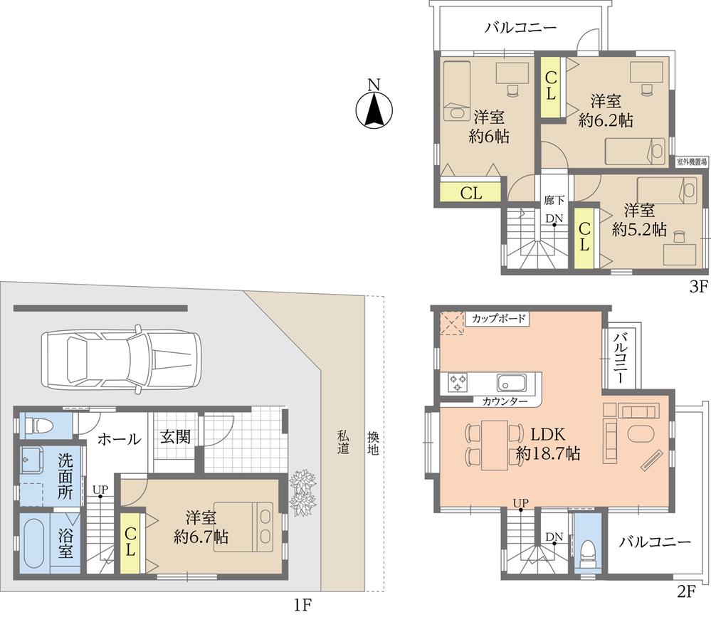 Floor plan. Anessis Nishimikuni Smart Town No. 6 area of ​​sunlight standard equipment
