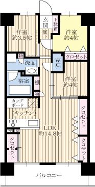 Floor plan. 3LDK, Price 24,300,000 yen, Footprint 63 sq m , Balcony area 11.4 sq m September 2011 interior completely renovated already