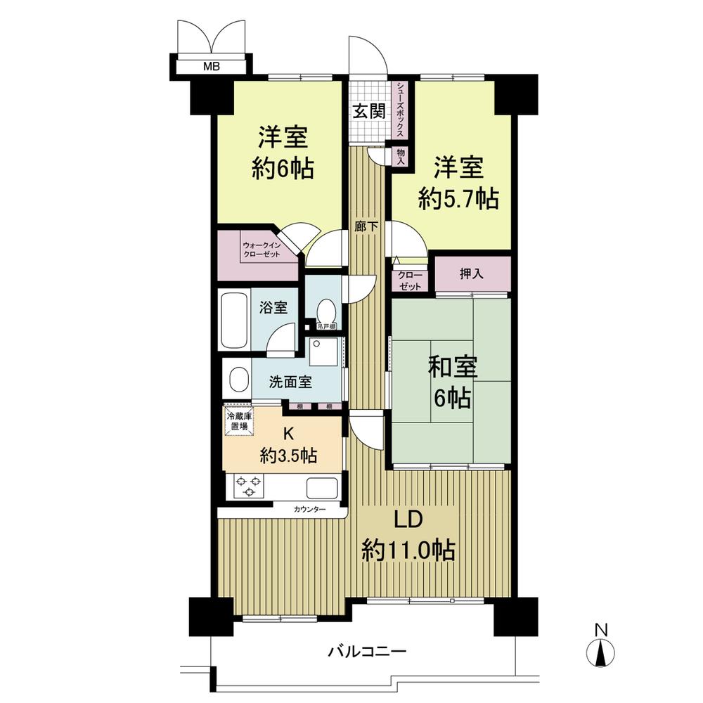 Floor plan. 3LDK, Price 23.8 million yen, Occupied area 71.56 sq m , Balcony area 10.62 sq m