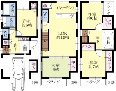 Floor plan. 37,800,000 yen, 4LDK, Land area 67 sq m , Building area 121.32 sq m each room 6 quires more, Plenty 4LDK of with storage,